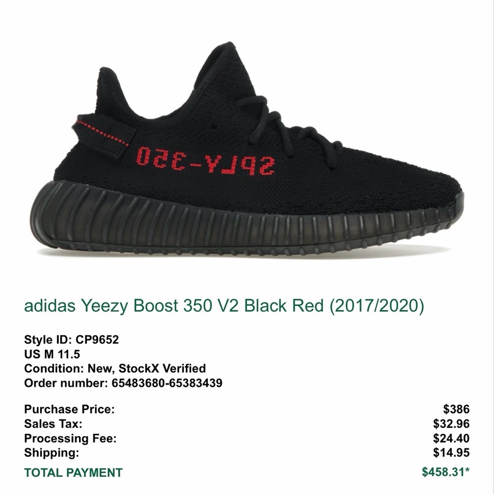 adidas Black & Red Yeezy Boost 350 V2 Low-Top